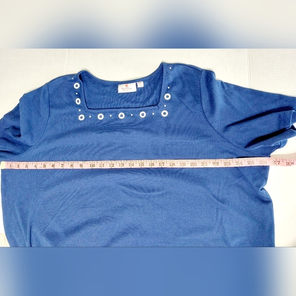 Blue Quaker Factory women's Top with white Eyelets 2X - Picture 6 of 7